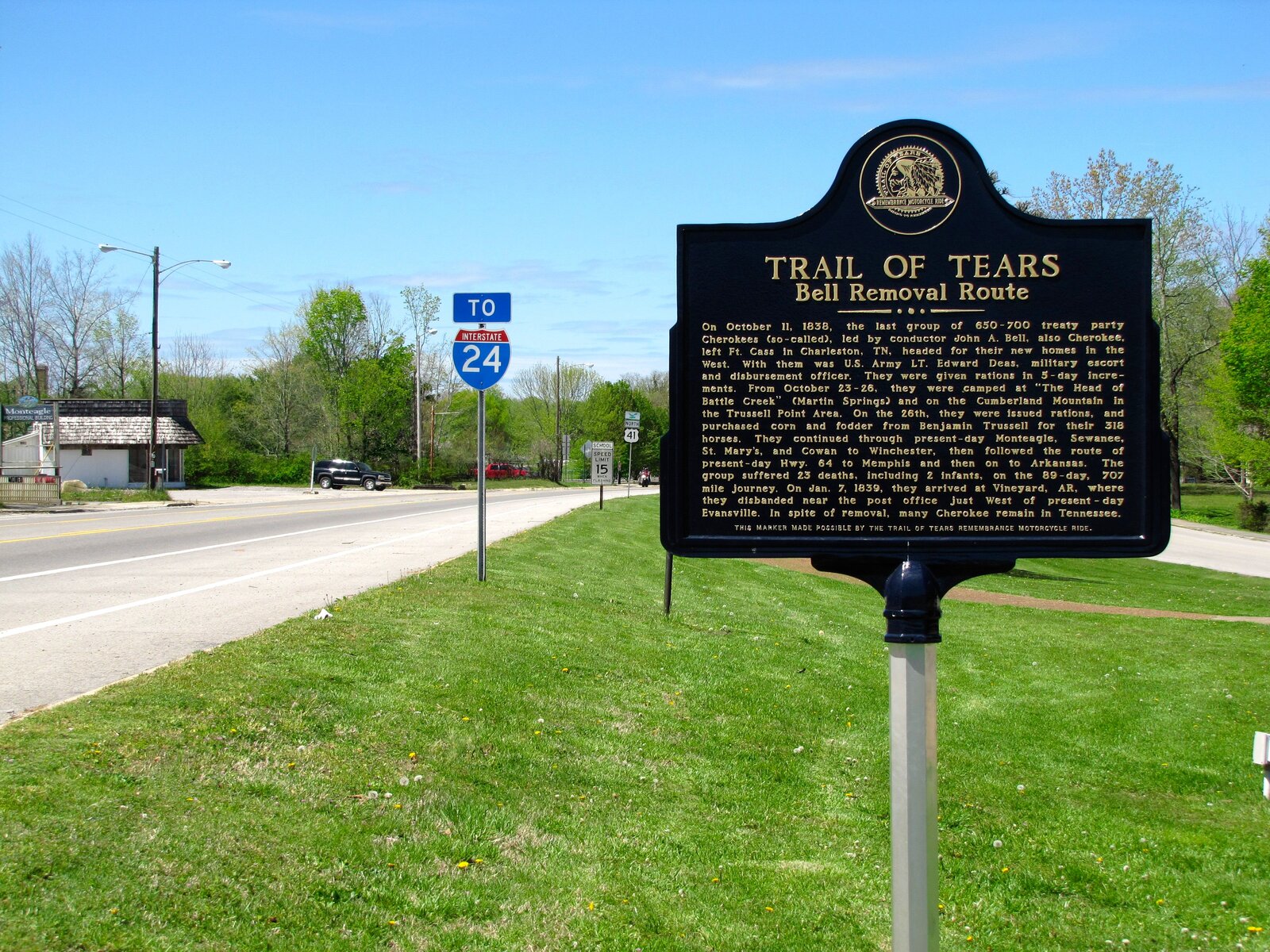 Trail of Tears marker in Monteagle along U.S. Route 41