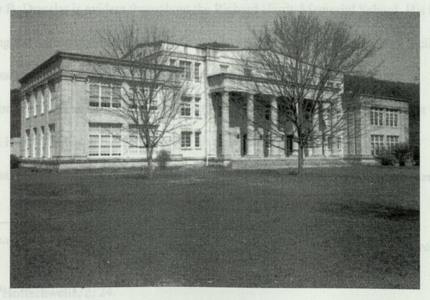 Historical photograph of the Richard Hardy Memorial School front facade