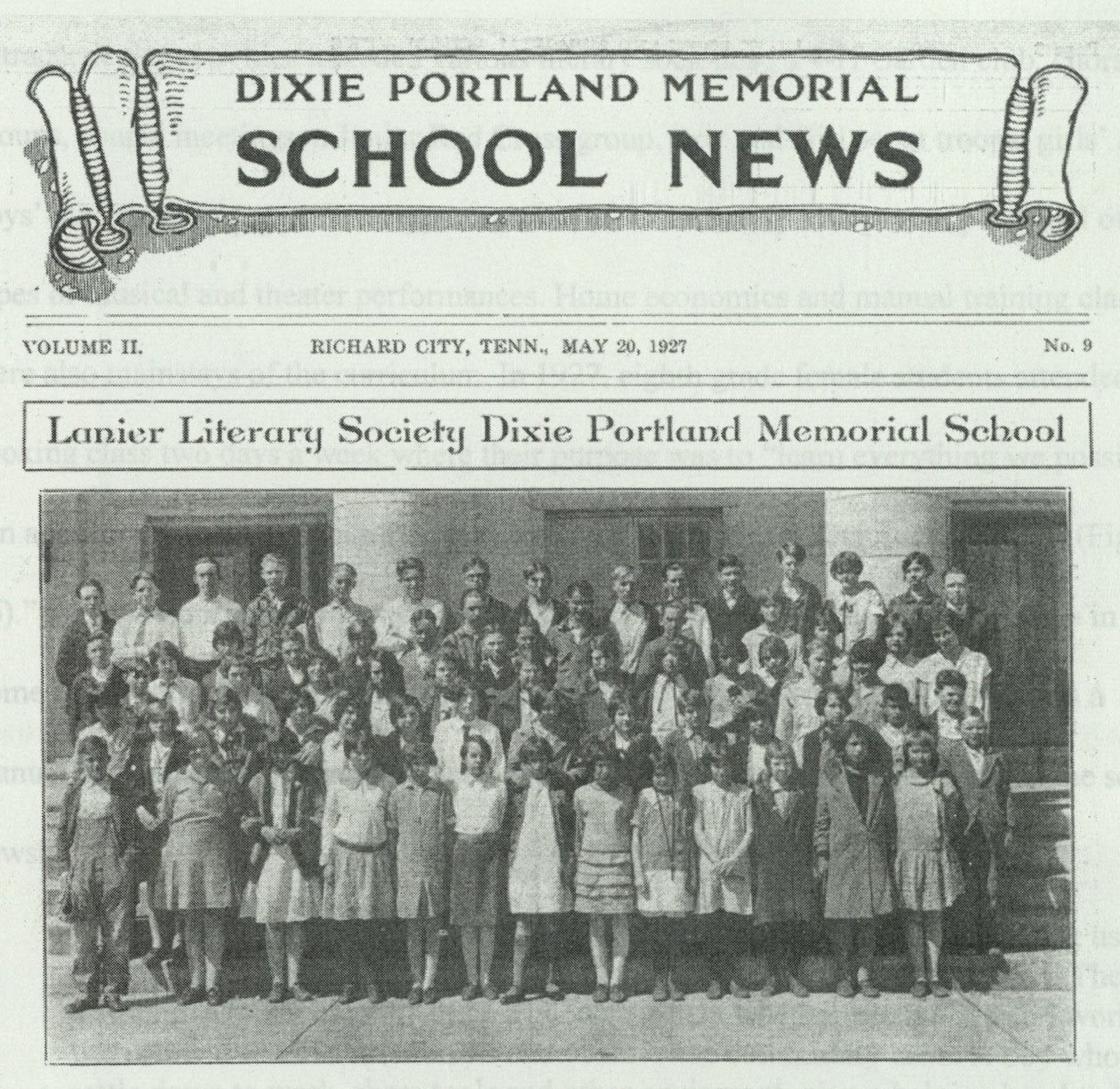 Dixie Portland Memorial School News, 1927