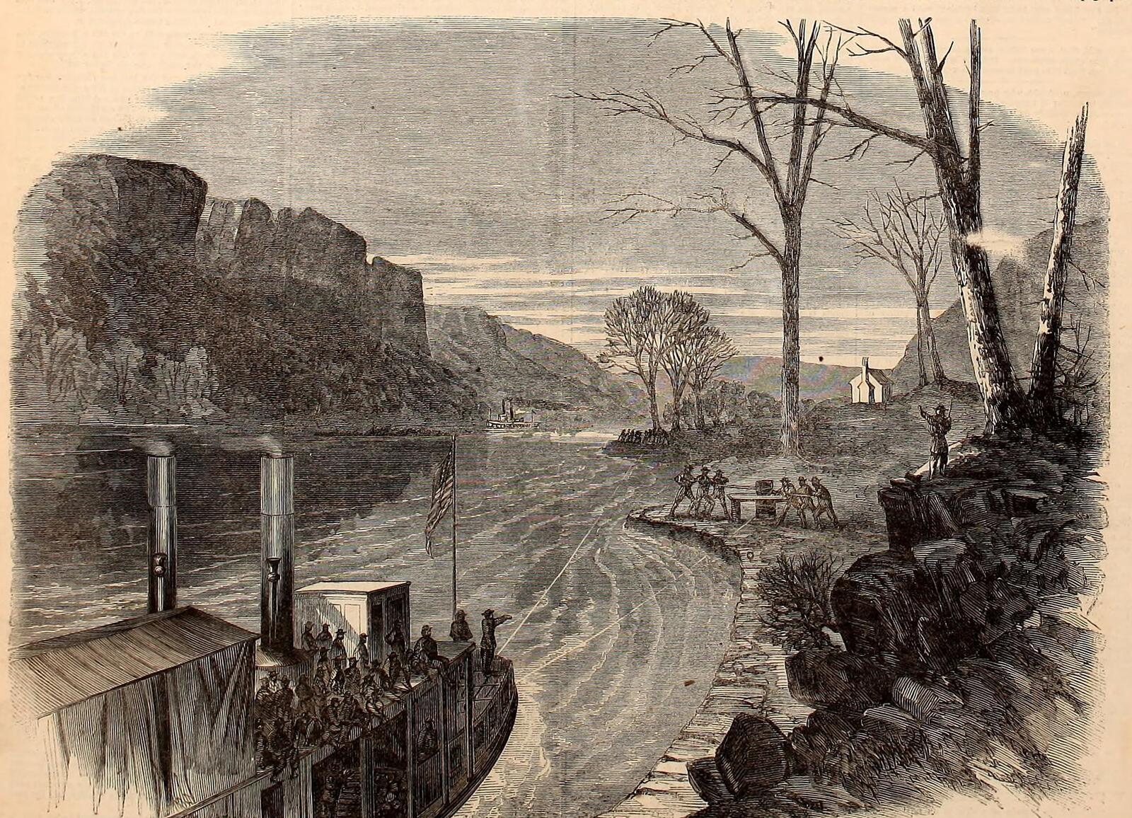 The Suck rapid on the Tennessee River, Harper's Weekly engraving, 1864